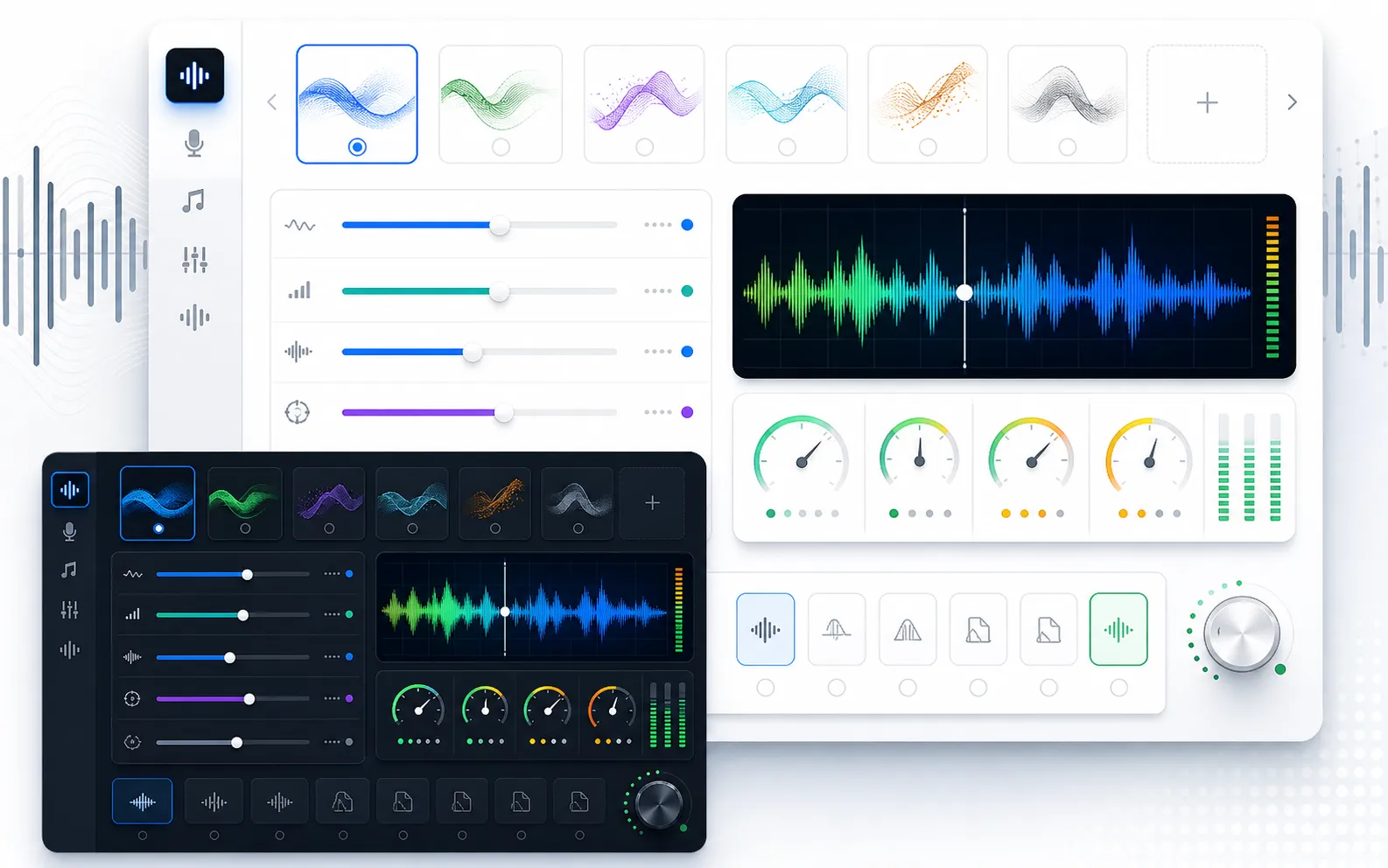 Audio model controls and format options