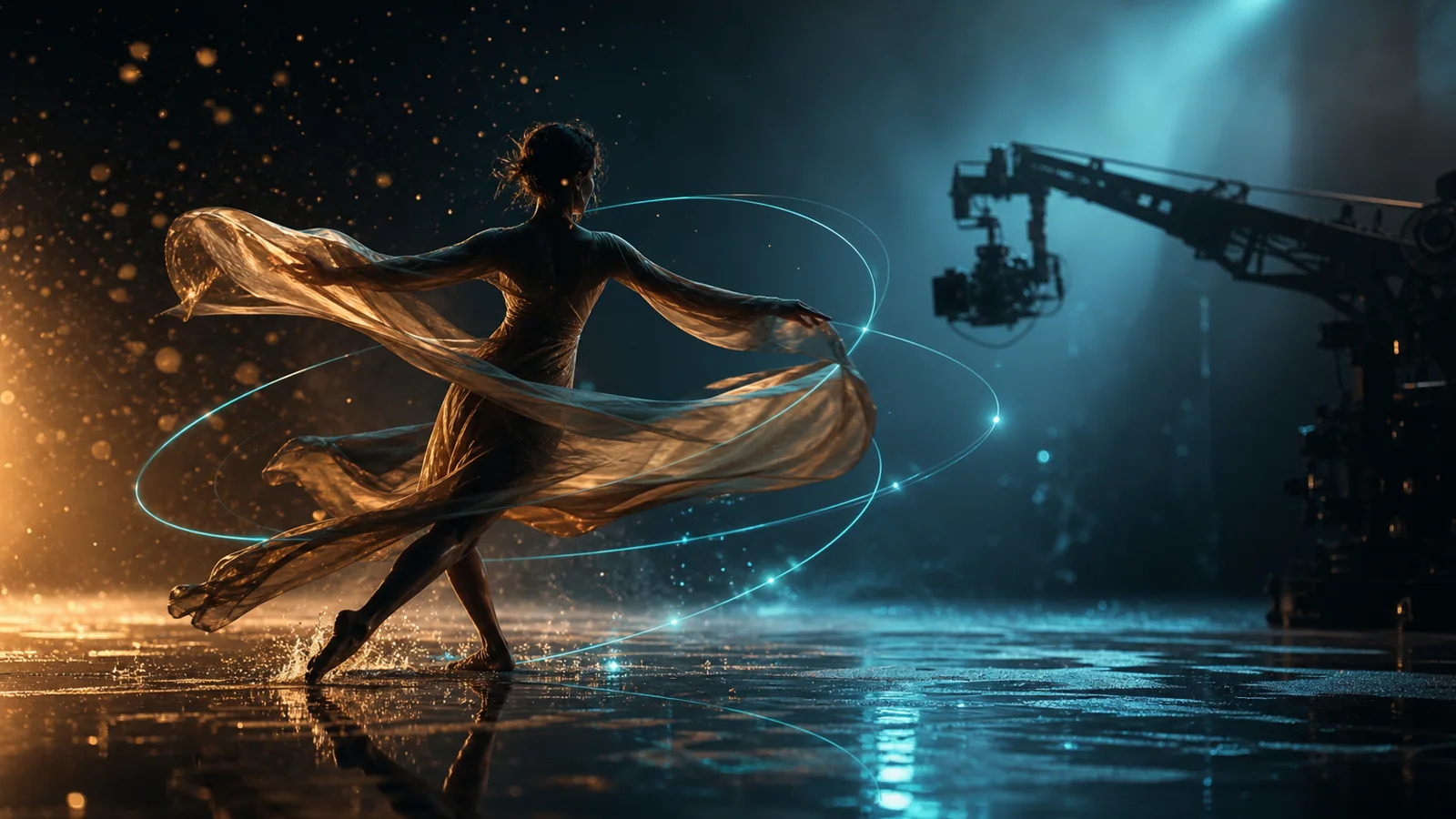 Concept illustration of cinematic motion and a controlled camera path