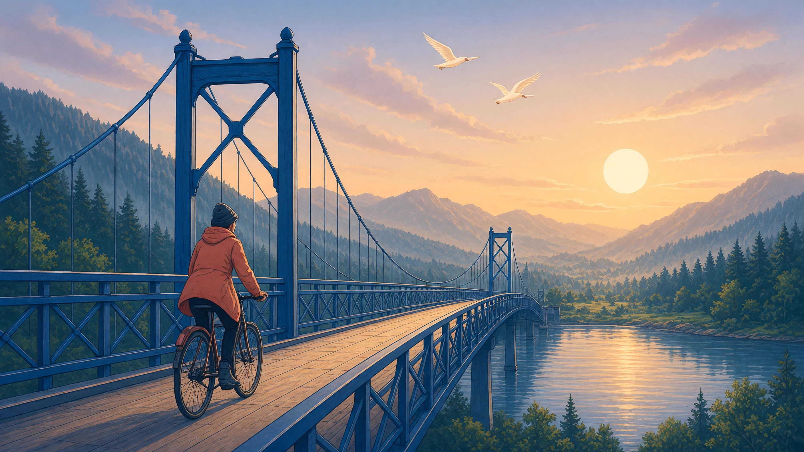 One cyclist scene intelligently extended and reframed across multiple aspect ratios