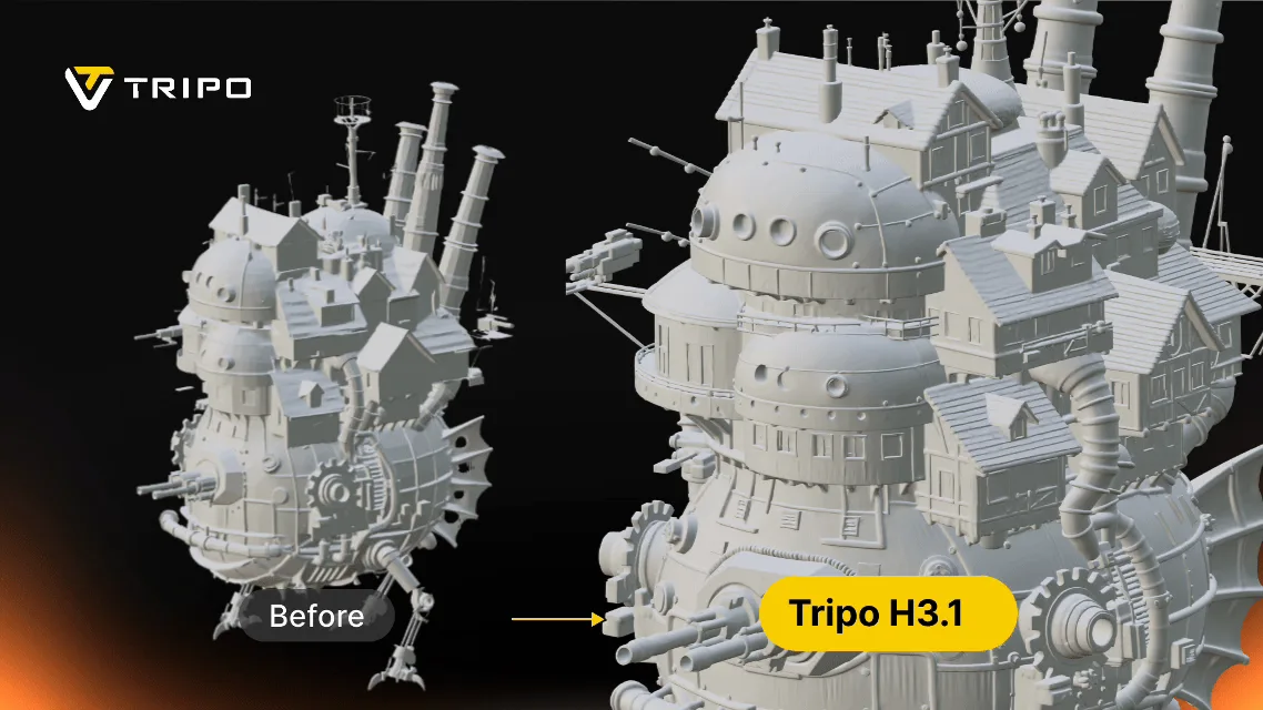 Tripo3D H3.1 close-up hero asset example